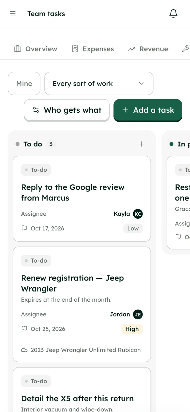 Team tasks on a phone